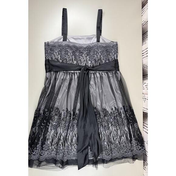 Vintage Y2K Fairy Grunge Mesh Dress 18W Black Silver Whimsigoth HOCO Formal - Picture 14 of 16